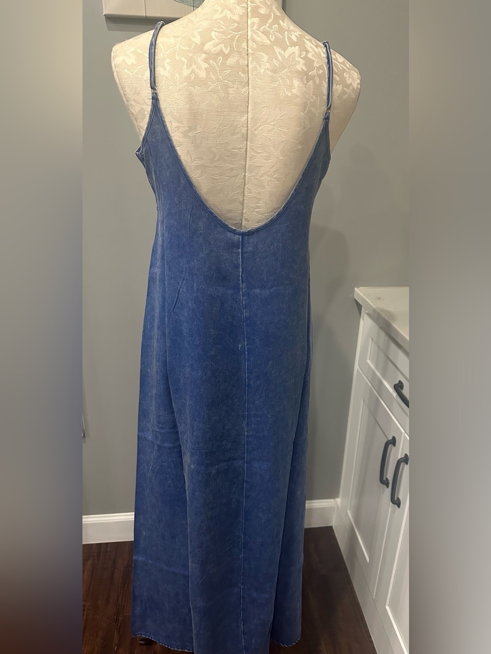 Zenana Tencel Mineral Washed Maxi Dress In Classic Blue - Picture 7 of 7